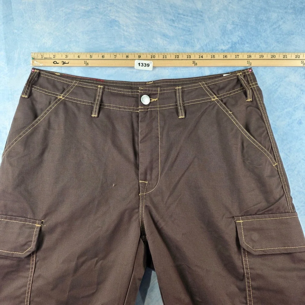 True Religion Mens Cargo Pants Bracken Brown Straight Leg Contras Stitch Size 34